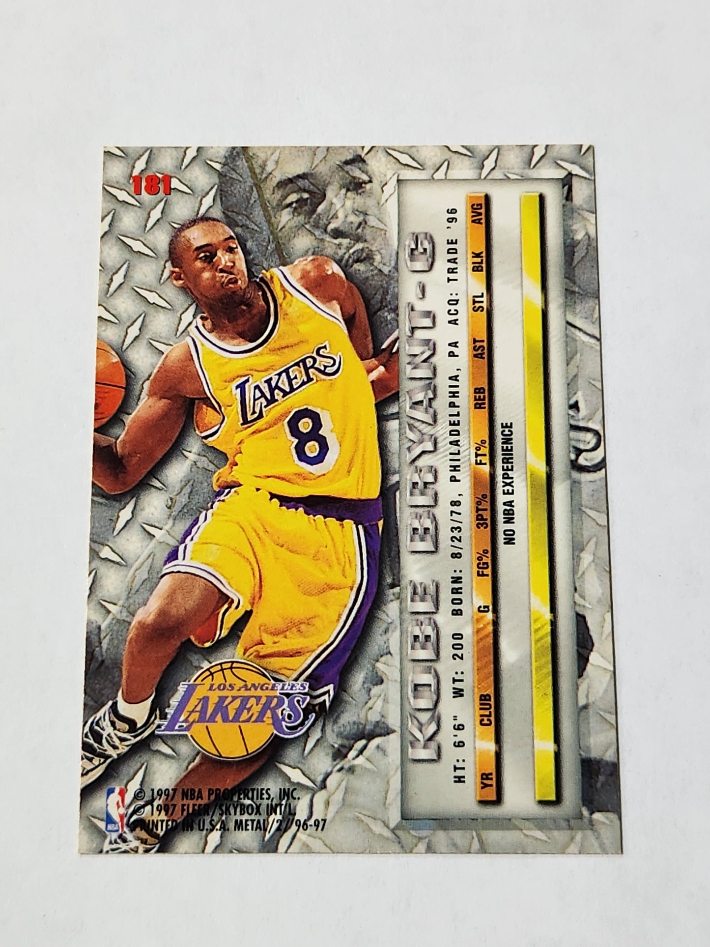 1996-97 Fleer Metal Kobe Bryant 181 Lakers
