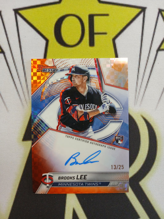 2025 Bowman's Best Brooks Lee Best of 2025 Orange Xfractor Rookie Auto #/25