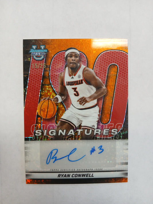 2026 Bowman Best U Ryan Conwell ISO Signatures Orange Sparkle Auto #/25