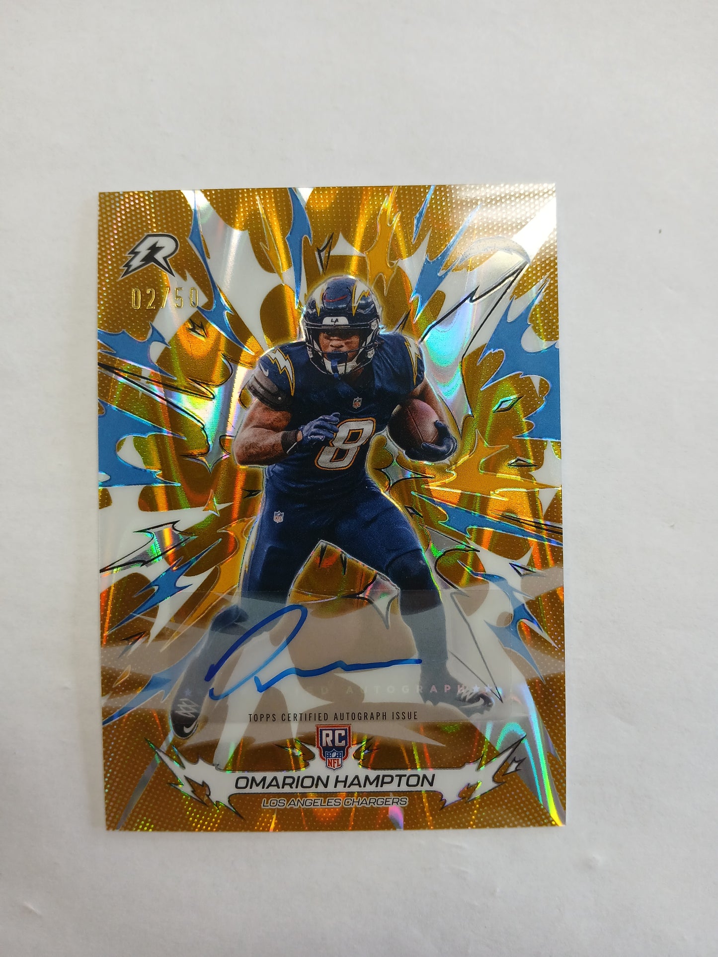 2026 Topps Resurgence Omarion Hampton Gold Raywave Refractor Rookie Auto #/50