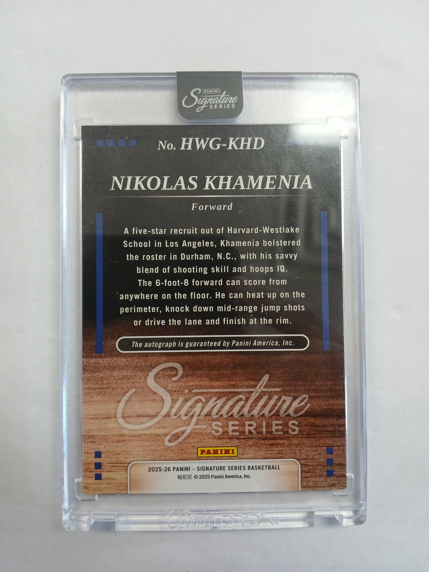 2025 Signature Series Nikolas Khamenia Hardwood Graphs On Card Auto #/25