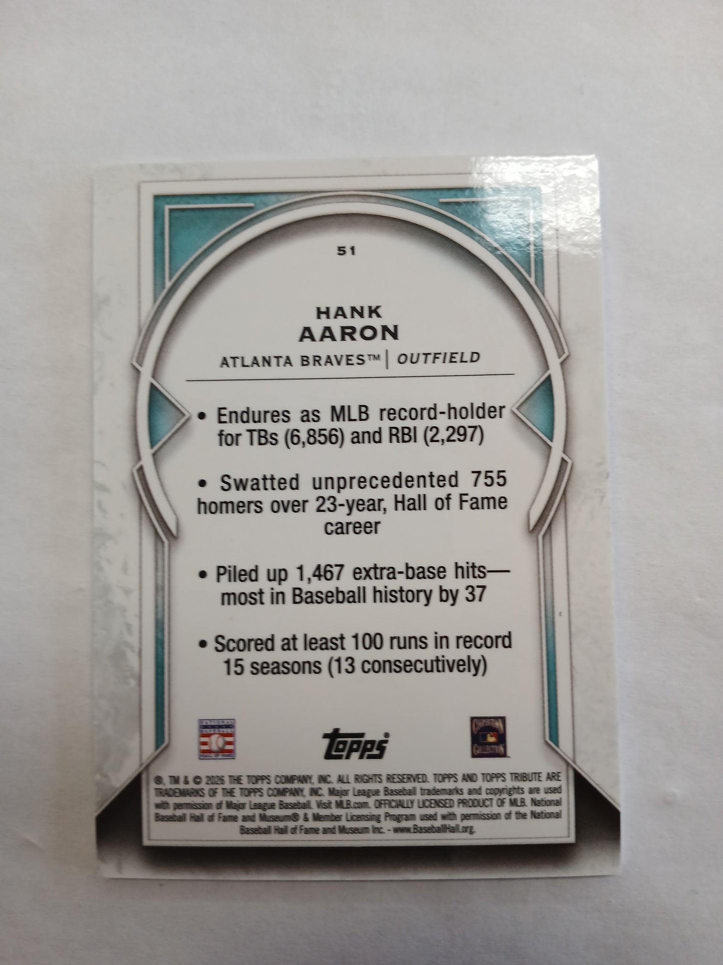 2026 Topps Tribute Hank Aaron Gold Foil #/50