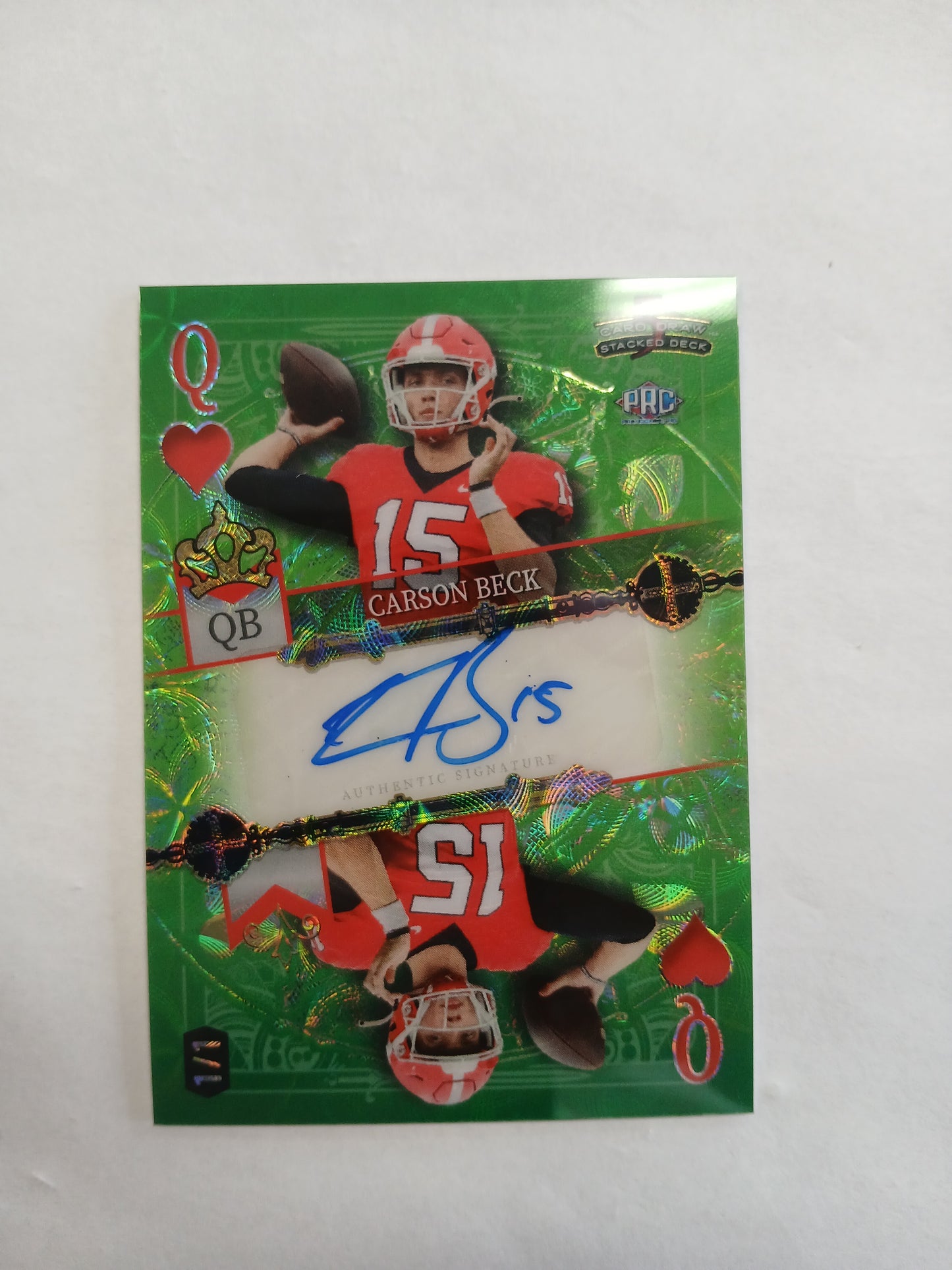 2024 Wild Card 5 Card Draw Stacked Deck Carson Beck Queen Green Scope Auto One of One #1/1