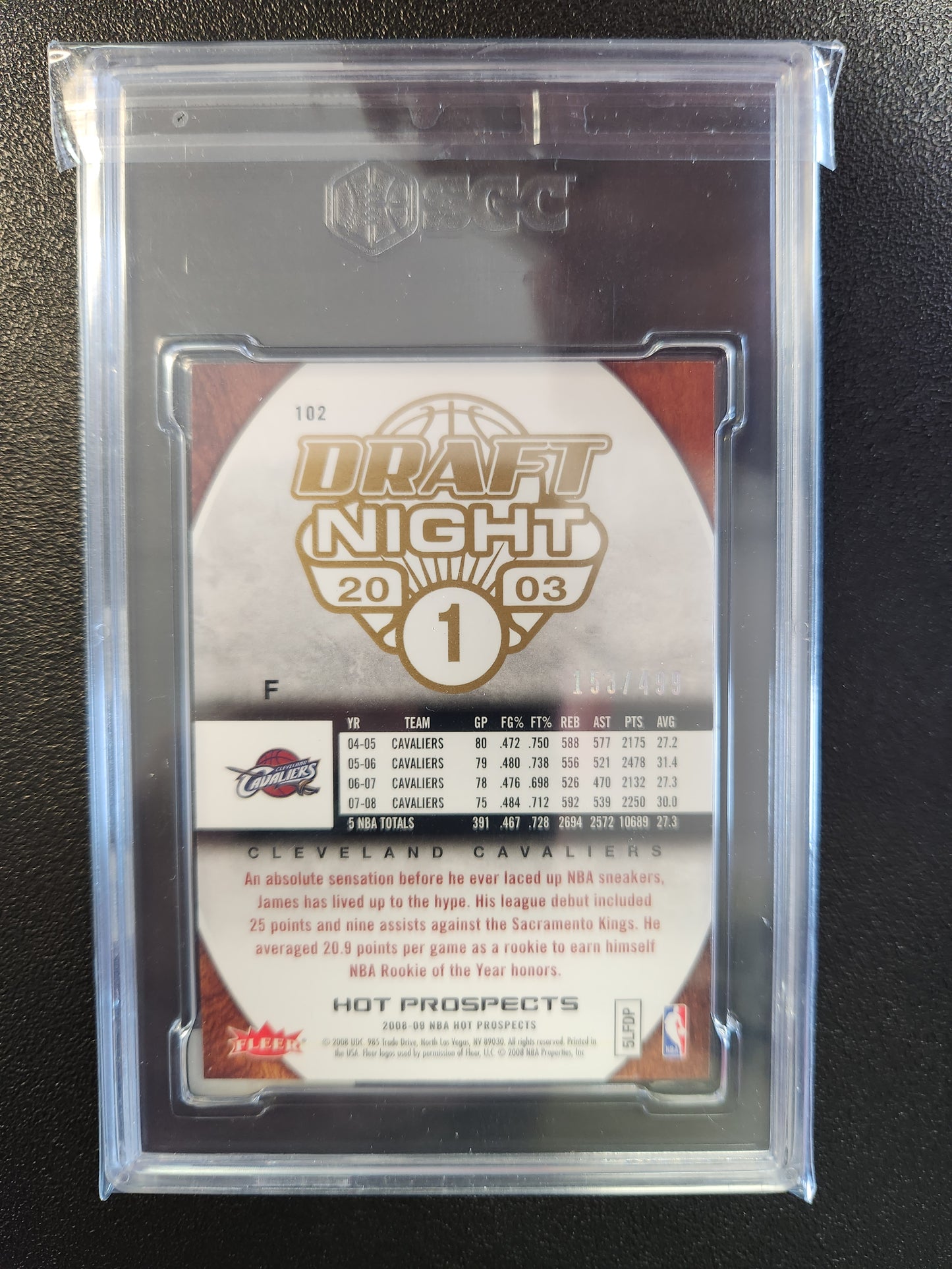 2008-09 Fleer Hot Prospects Draft Night #102 Lebron James SP /499 Cavs