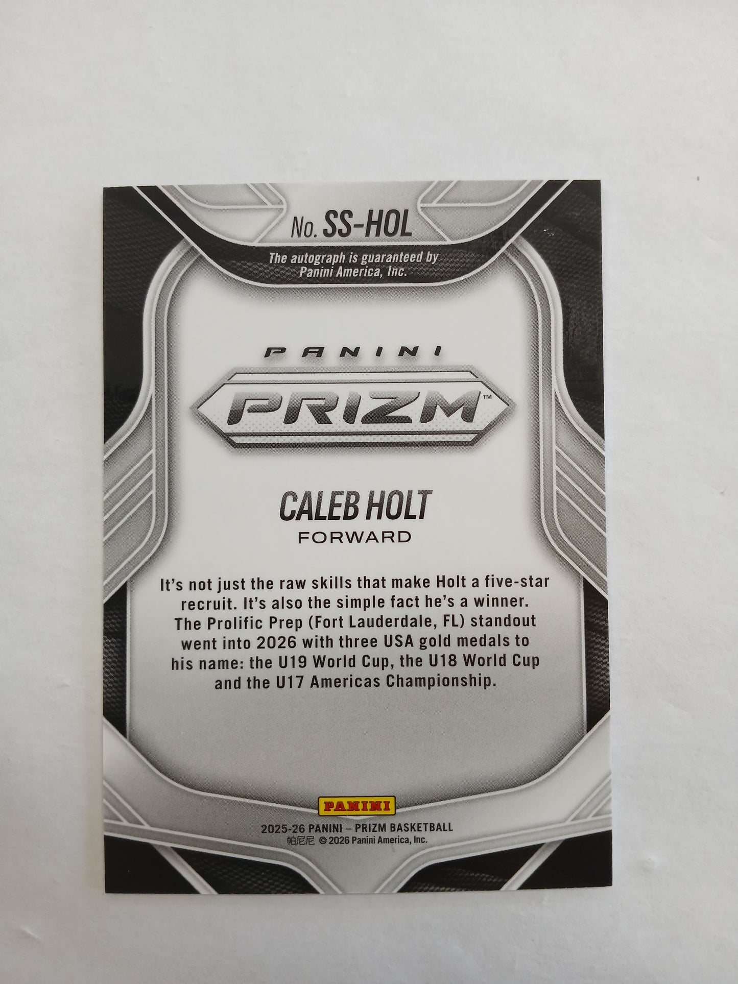 2025 Prizm Caleb Holt Sensational Signatures Panini NIL Auto