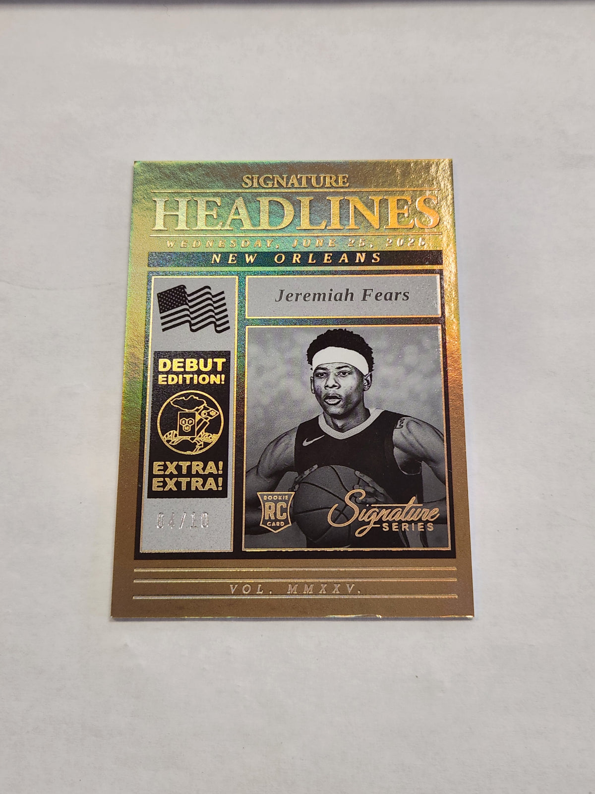 2025 Signature Series Jermiah Fears Headlines Gold #/10