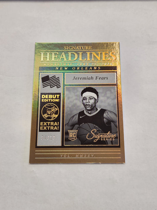 2025 Signature Series Jermiah Fears Headlines Gold #/10
