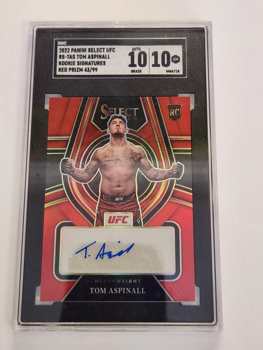 2022 Select UFC Tom Aspinall Red Prizm Rookie Auto #/99 SGC 10 Auto 10