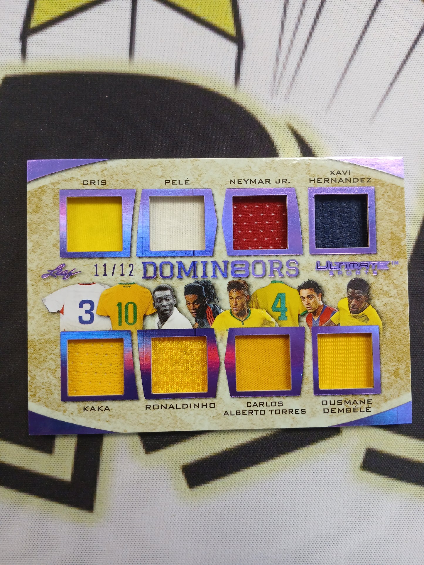2019 Leaf Ultimate Sports Domin8ors Cris Pele Neymar Jr Xavi Hernandez Kaka Ronaldinho Carlos Alberto Torres Ousmane Dembele Purple #/12