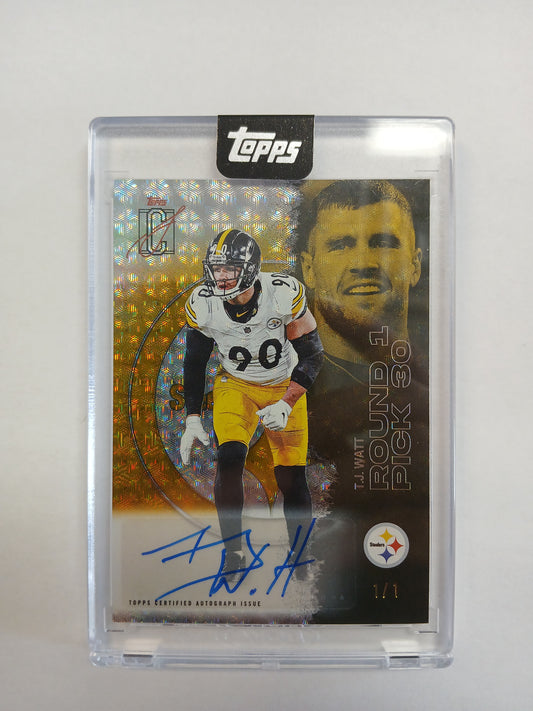 2025 Topps Signature Class T.J. Watt Gold Vinyl Auto #1/1 One of One Redemption