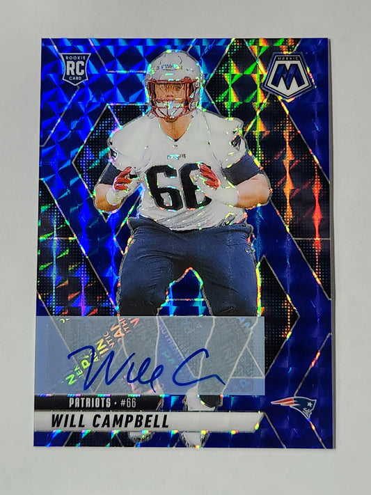 2025 Mosaic Will Cambell Auto Blue # /99 RC Rookie 378