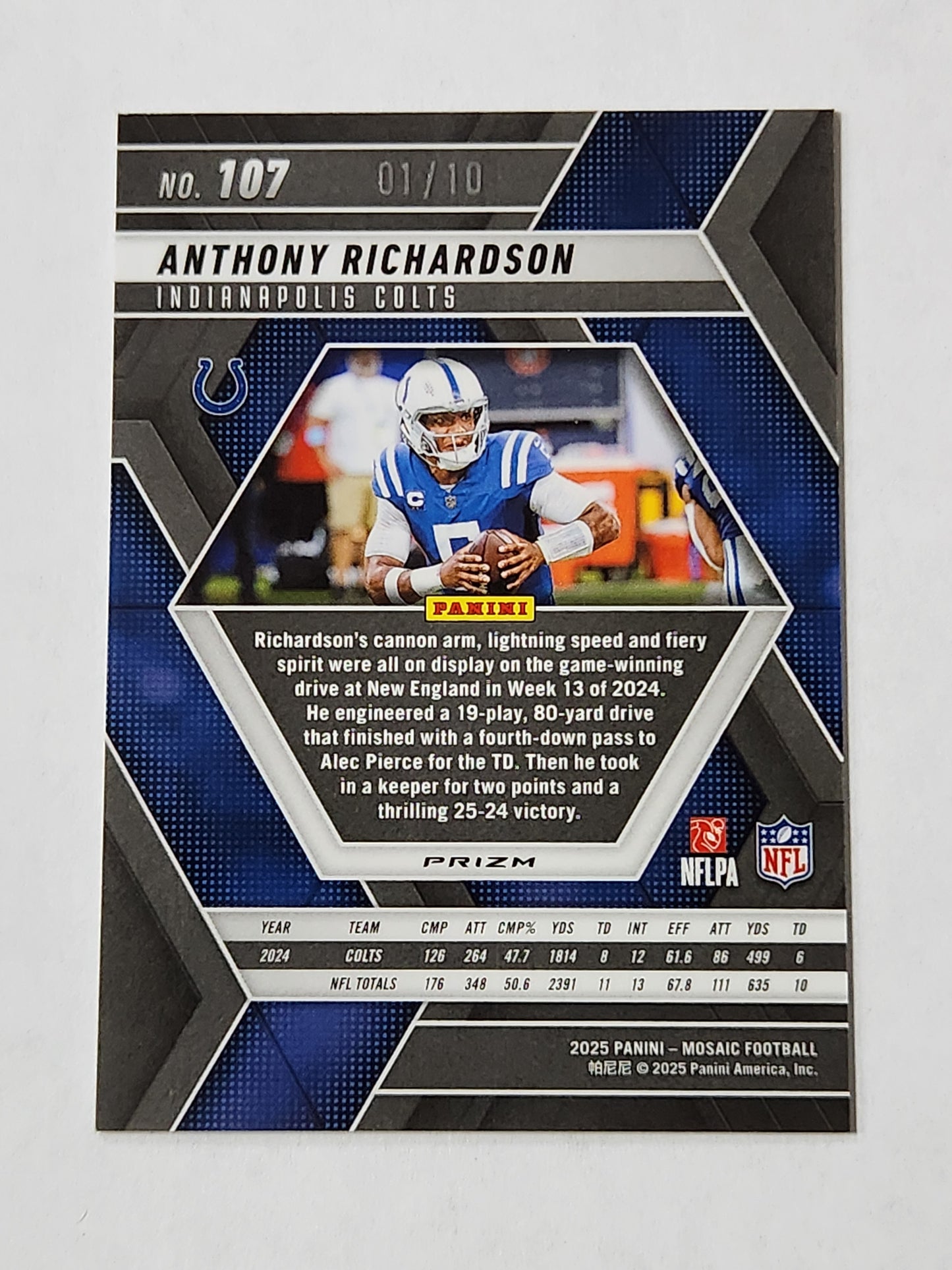 2025 Mosaic Anthony Richardson Gold # /10 Colts 107