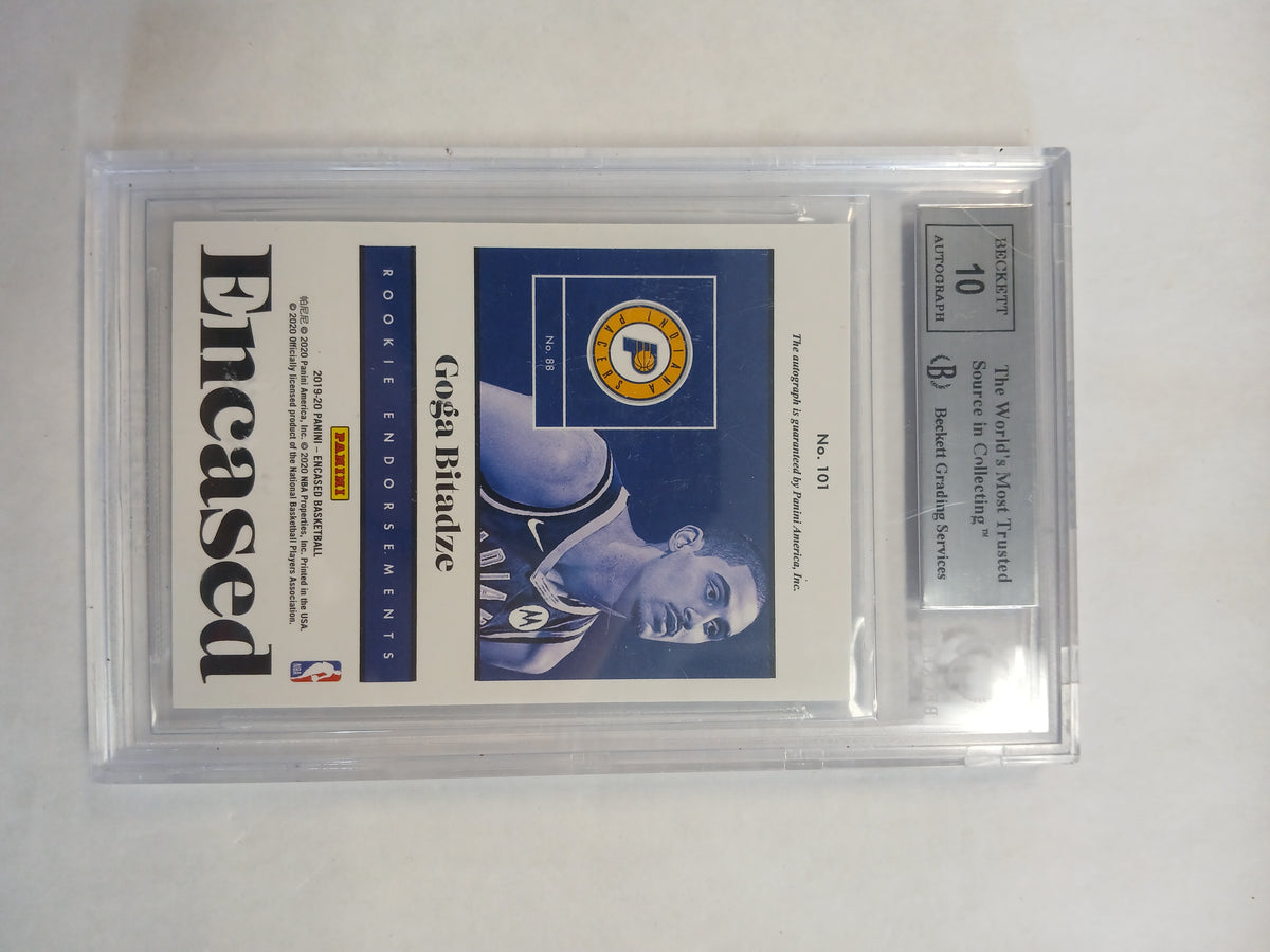 2019 Panini Encased Goga Bitadze Rookie Endorsements On Card Auto Green Foil #5/5 Beckett BGS 9