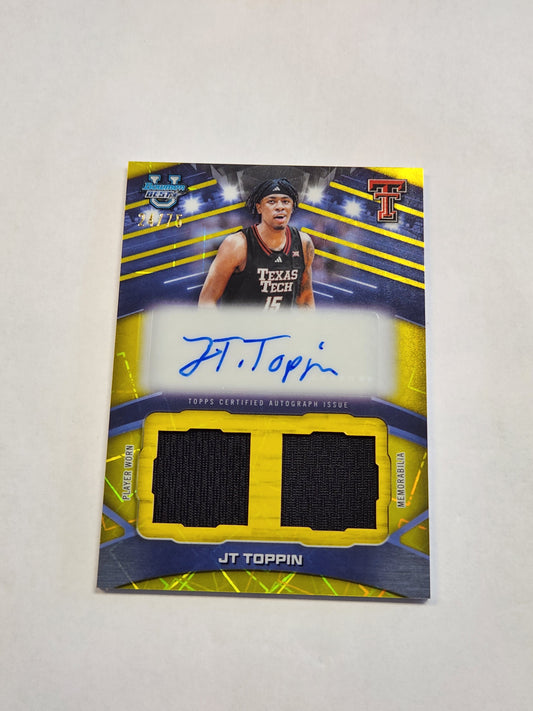 2026 Bowman Best U JT Toppin Dual Patch Auto Yellow Lazer Refractor #/75