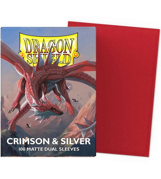 Dragon Shield Standard Size Sleeves Crimson & Silver Dual Matte 100CT #15072