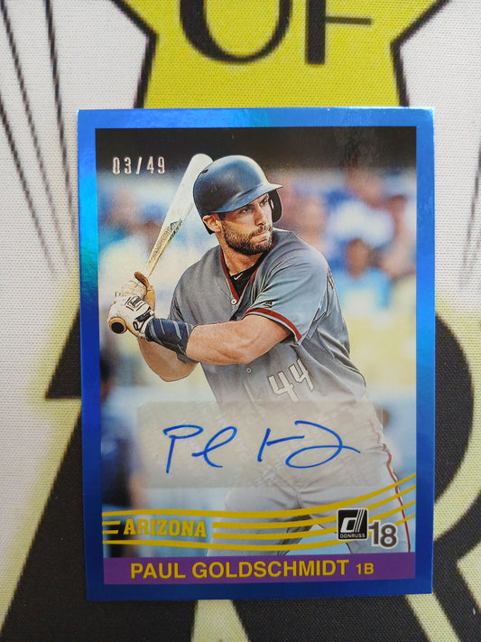 2018 Donruss Paul Goldschmidt Blue Auto #/49 84S-PG