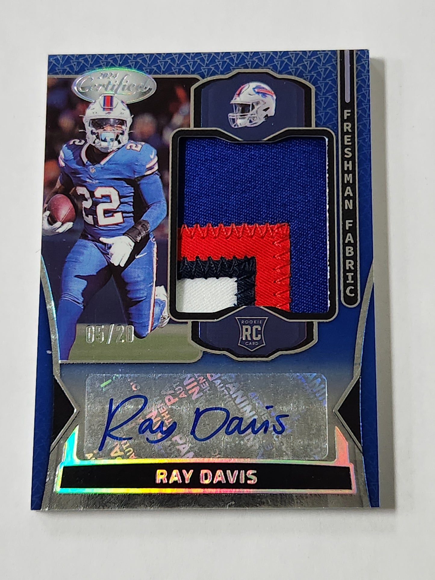 2024 Certified Ray Davis Blue RPA Auto # /20 Bills SP Color Match 4 Color Patch
