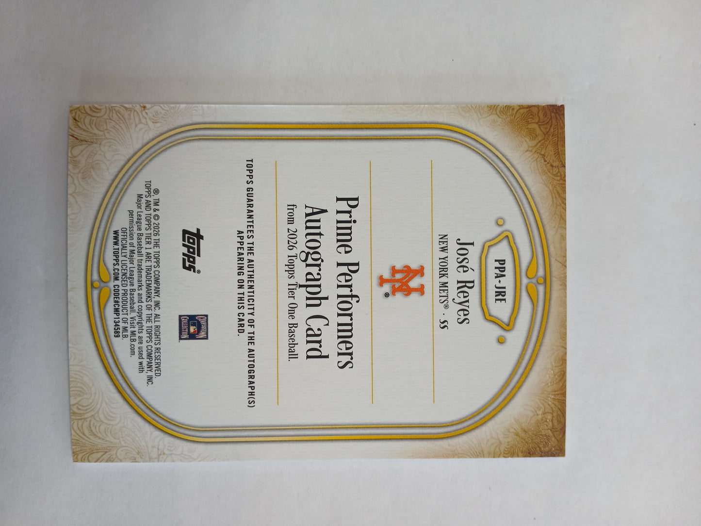 2026 Topps Tier One Jose Reyes Prim Performers On Card Auto Green Foil #/49