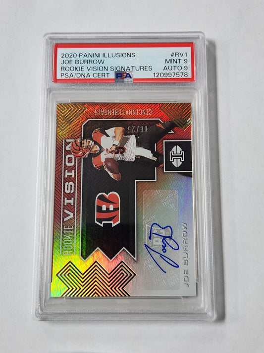2020 Panini Illusions Joe Burrow Rookie Vision Signatures Auto /25 PSA 9 AUTO 9