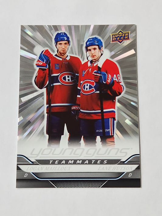 2024-25 Upper Deck Series 2 Young Guns Teammates Lane Hutson Logan Mailloux