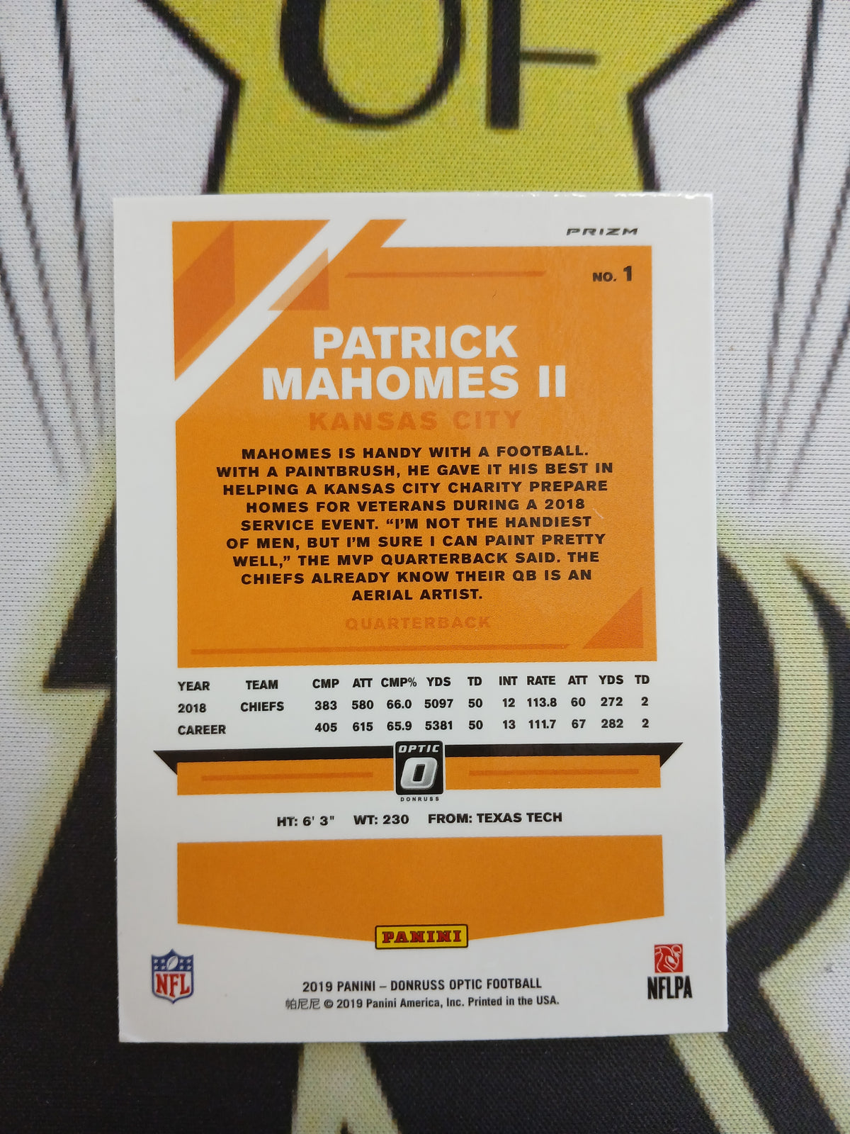 2019 Donruss Optic Patrick Mahomes II Holo Prizm