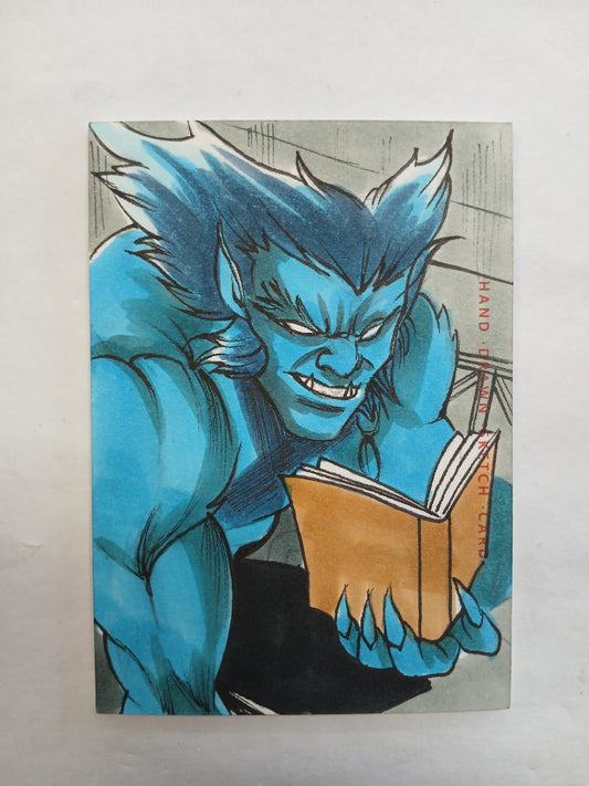 Finding Unicorn Marvel Evolution The Beast X-Men Sketch Card #1/1 One of One Artist Alvin Manald