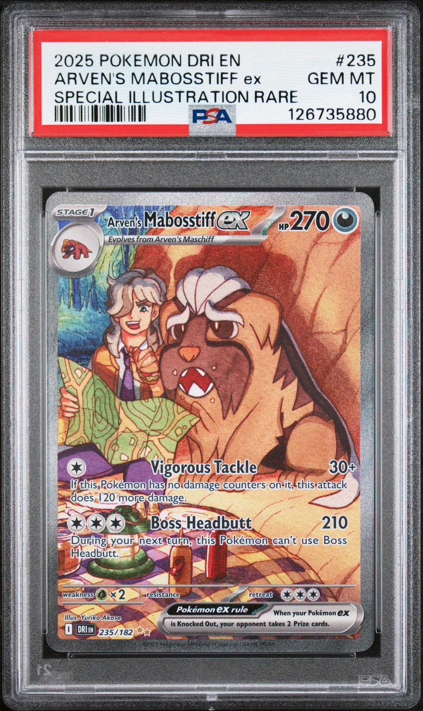 2025 POKEMON DRI EN-DESTINED RIVALS #235 ARVEN'S MABOSSTIFF ex SIR PSA 10