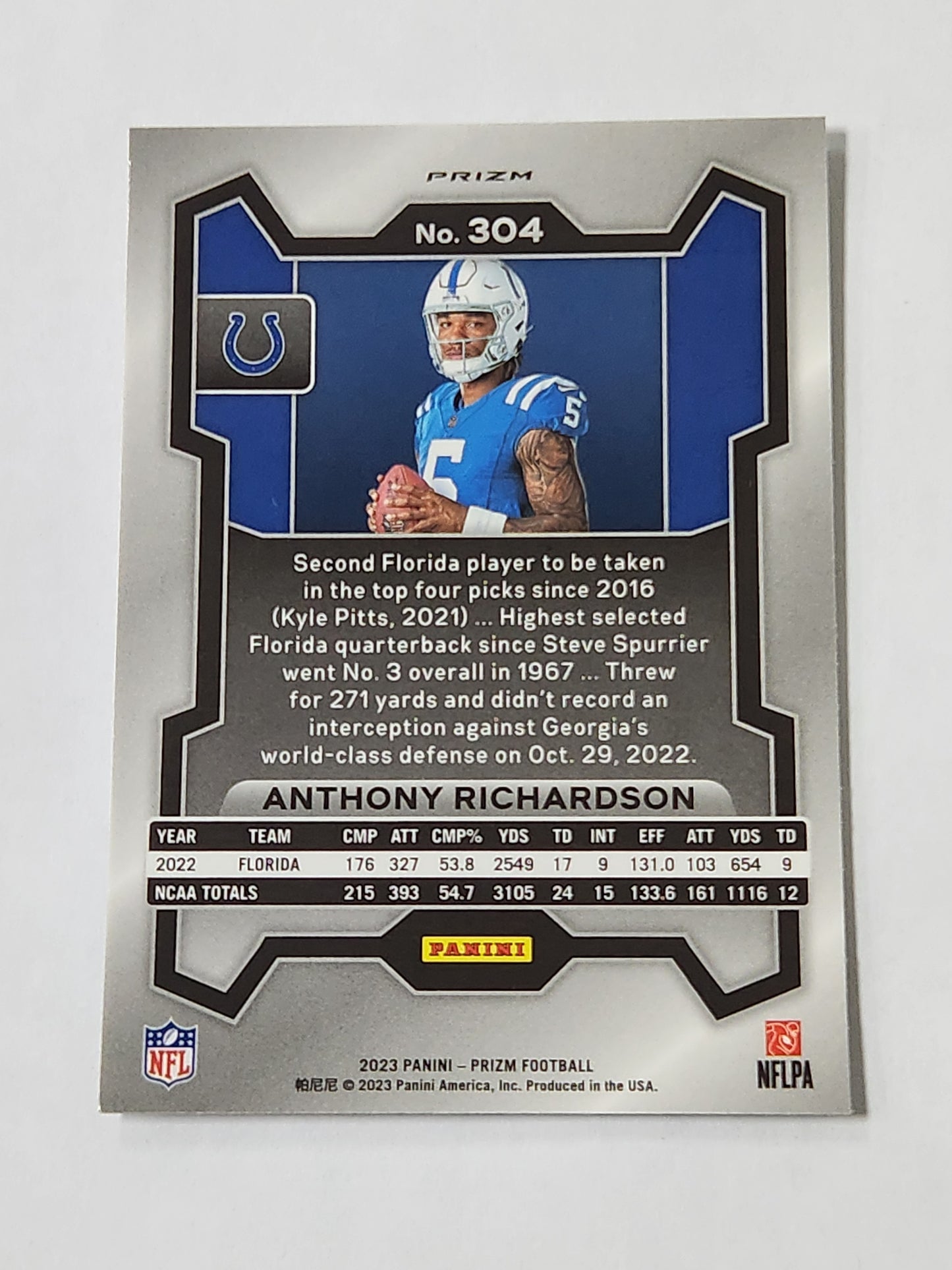 2023 Prizm Anthony Richardson Variation Silver No. 304