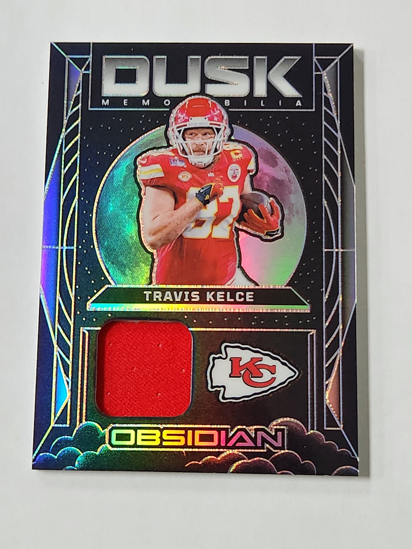 2024 Obsidian Travis Kelce Dusk Memorabilia Jersey Card
