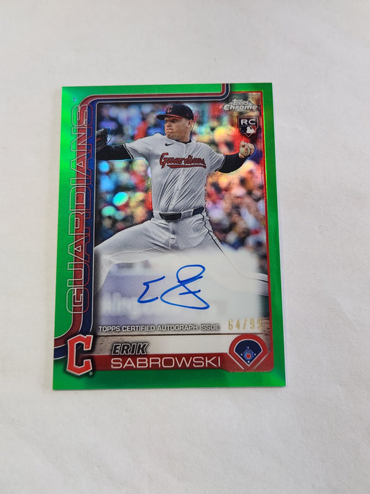 2025 Topps Chrome Erik Sabrowski Green Refractor On Card Rookie Auto #/99
