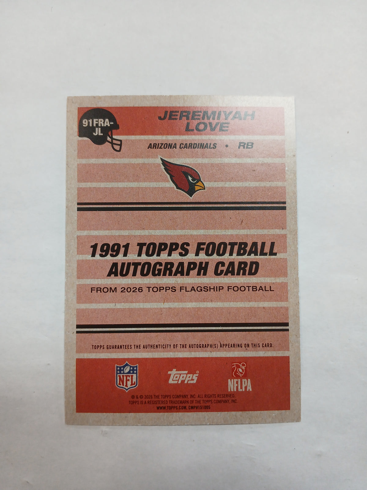 2026 Topps Flagship Jeremiyah Love 1991 35th Anniversary Black Auto #/10