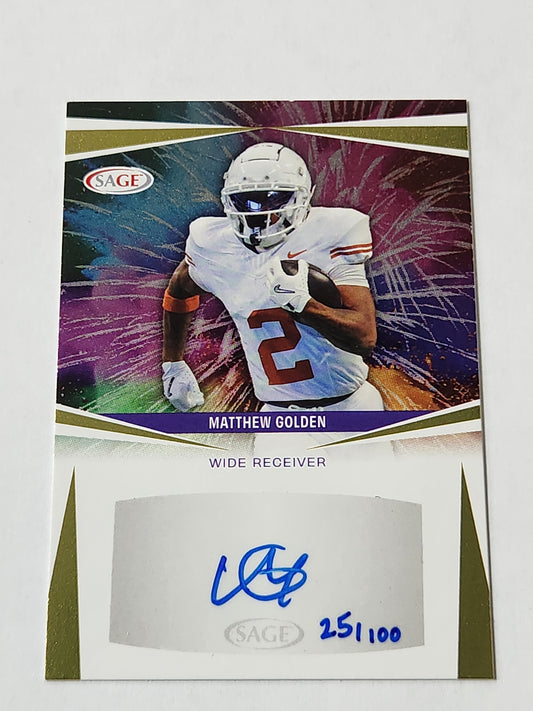 2025 Sage Matthew Golden Rookie Auto Gold /100