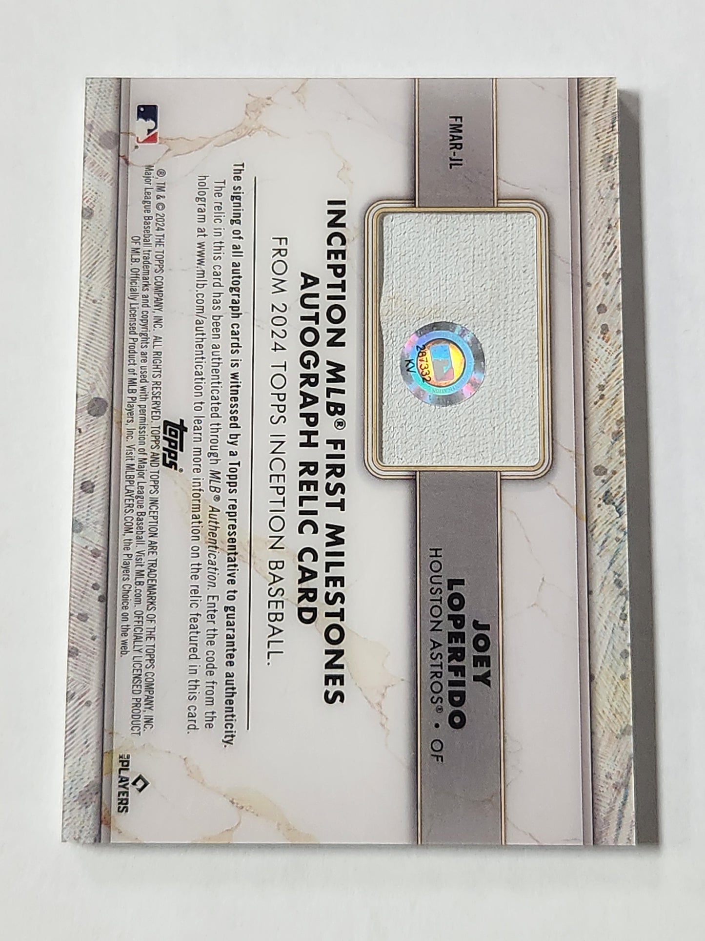 2024 Topps Inception Joey Loperfido Milestones Auto RC First Hit Base # /99