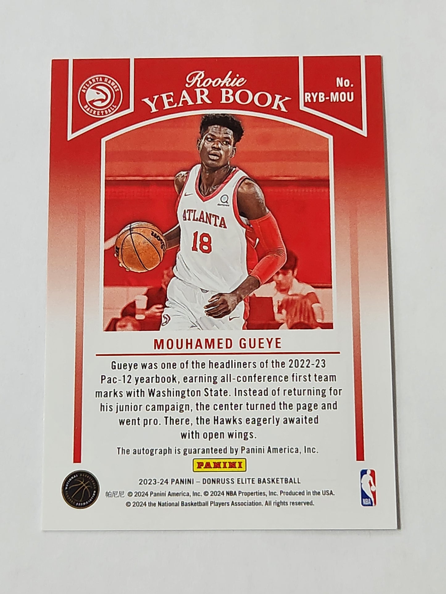 2023 Elite Mouhamed Gueye Rookie Year Book Rookie Auto /10