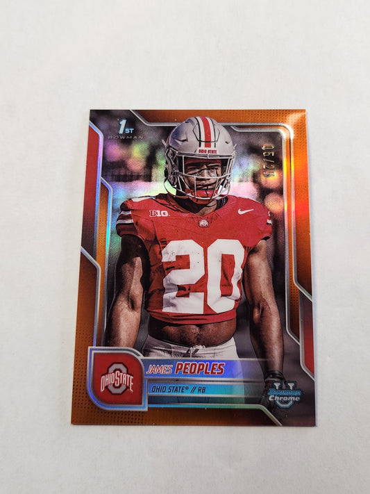 2025 Bowman Chrome U James Peoples 1st Bowman True Orange Refractor #/25