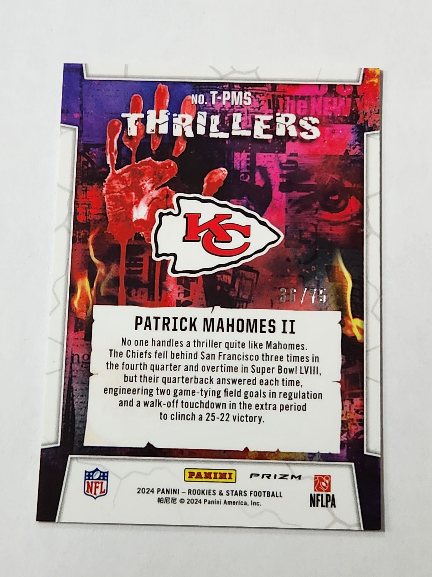 2024 Rookies and Stars Thrillers Patrick Mahomes Pink # /75