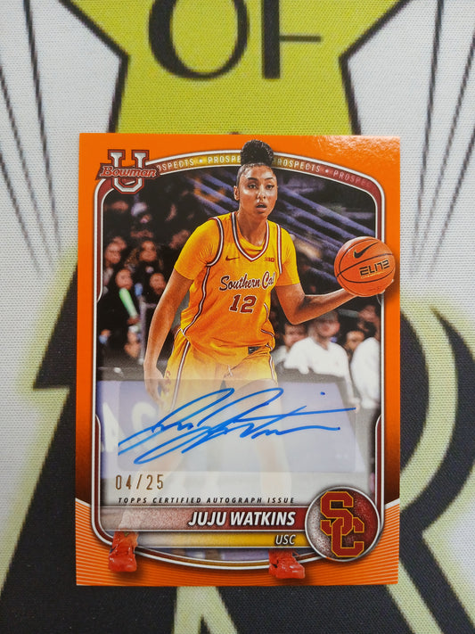 2025 Bowman U Juju Watkins Prospects Orange Auto #/25 Jersey Color Match