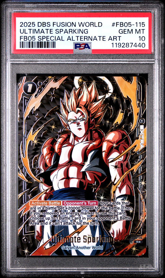 FB05-115 Ultimate Sparking Super Alt Art | DBS Fusion World Rivals Clash PSA 10 Gogeta