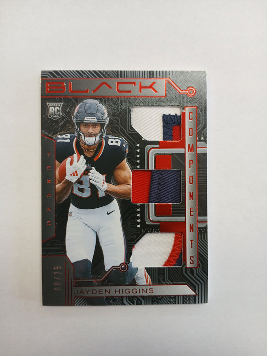 2025 Panini Black Jayden Higgins Rookie Components Triple Color Triple Patch Red Foil #/25