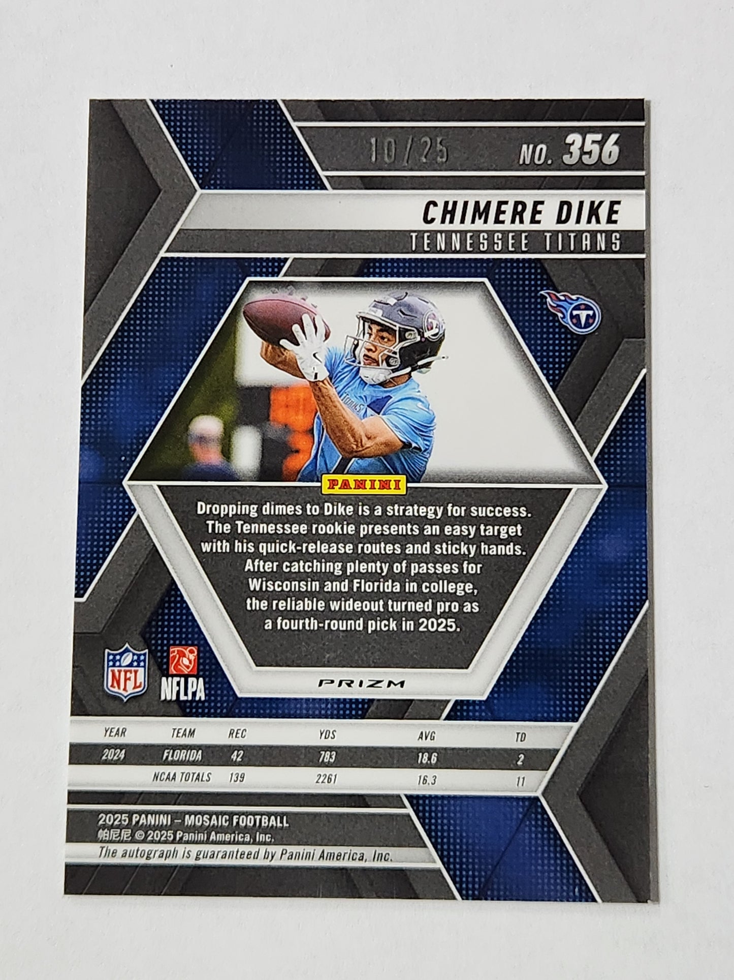 2025 Mosaic Chimere Dike RC White # /25  356