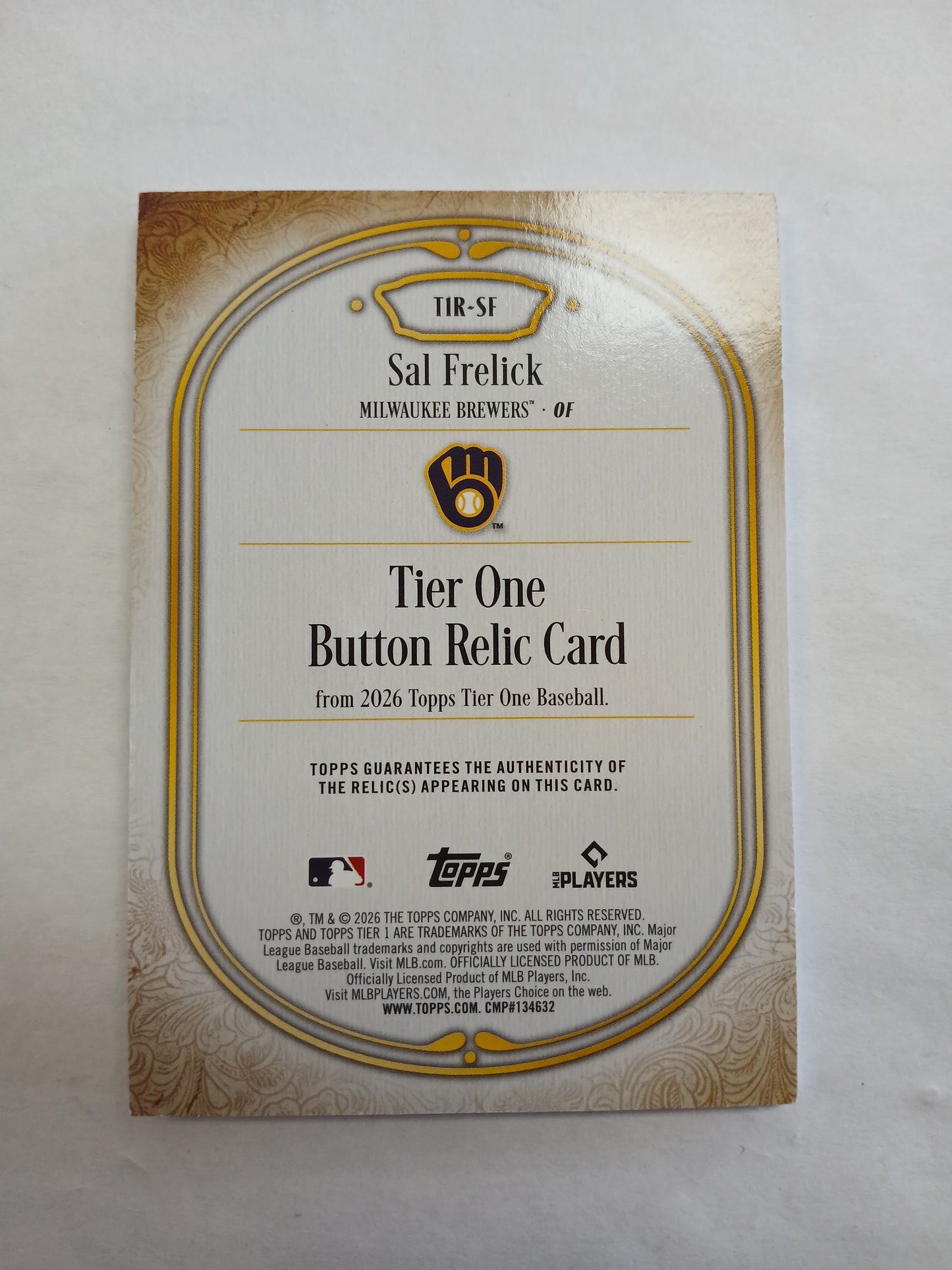2026 Topps Tier One Sal Frelick Pink Foil Button Relic #1/5