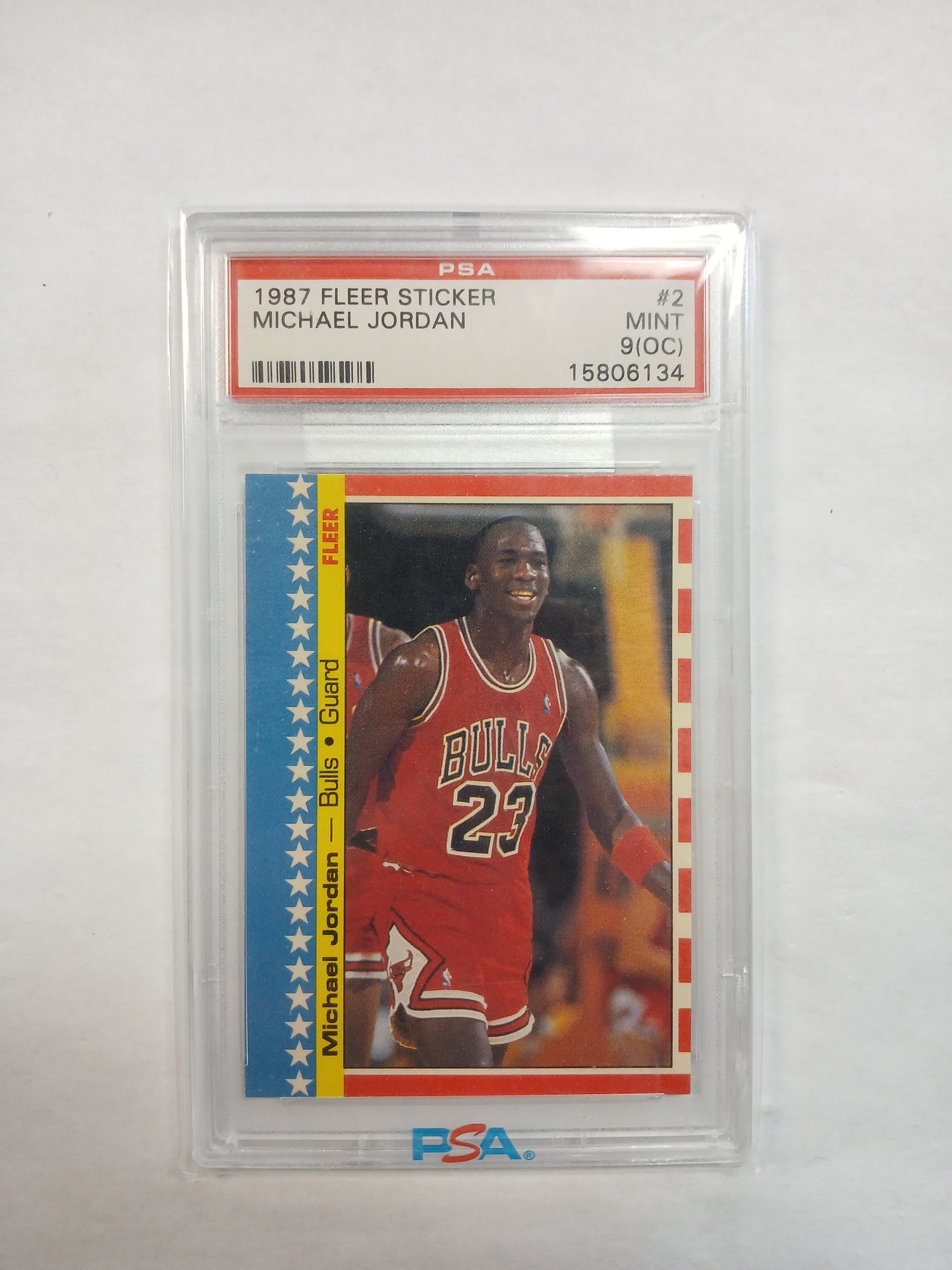 1987 Fleer Sticker Michael Jordan #2 OC Psa 9 2nd Year Pop 740