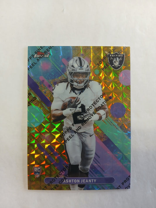 2025 Topps Finest Ashton Jeanty Rookie Common Gold Geometric Refractor With Coating #/50