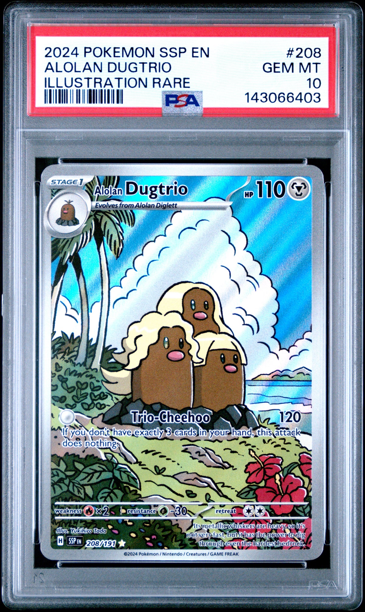 2025 POKEMON #208 Alolan Dugtrio PSA 10
