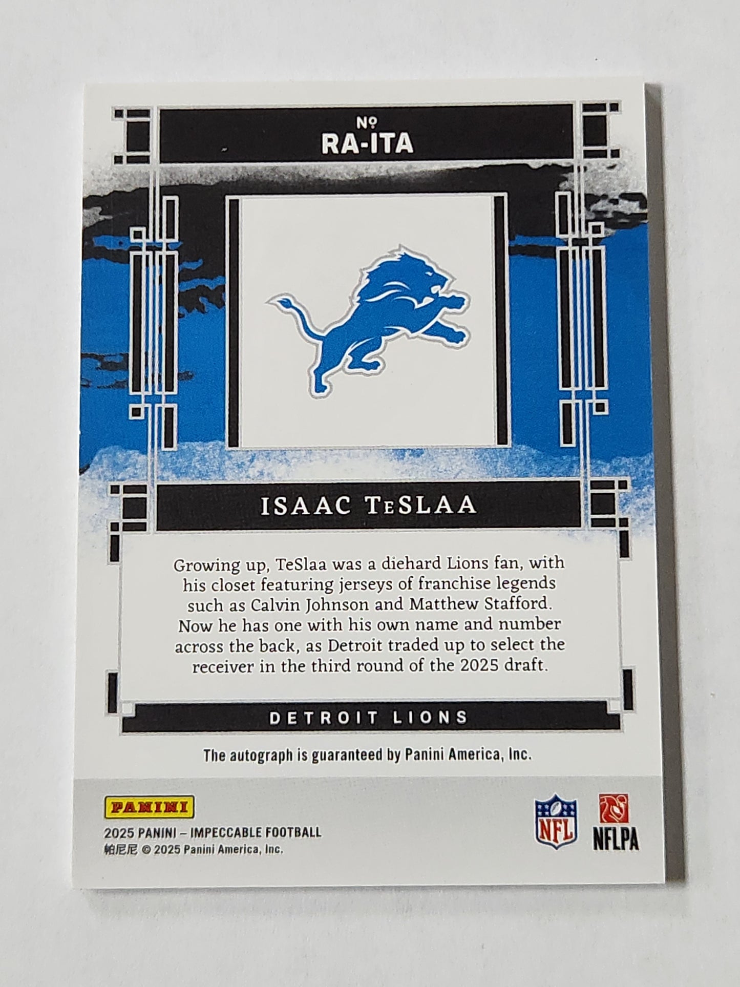 2025 Impeccable Isaac Teslaa Rookie Autograph # /35 RC Auto