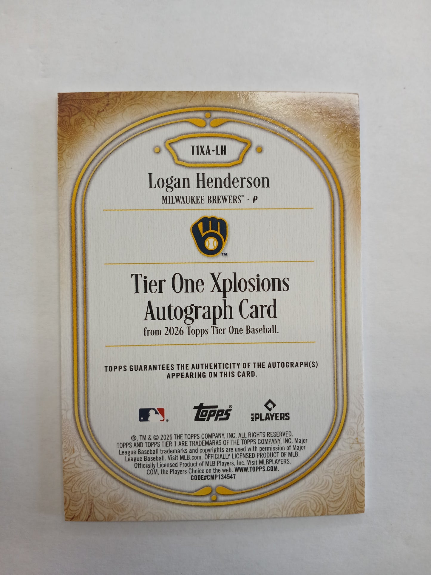 2026 Topps Tier One Logan Henderson Xplosions On Card Auto #/99
