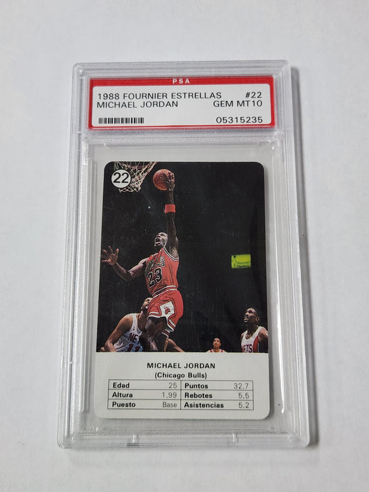 1988 Fournier Estrellas Michael Jordan Mini Card #22 PSA 10