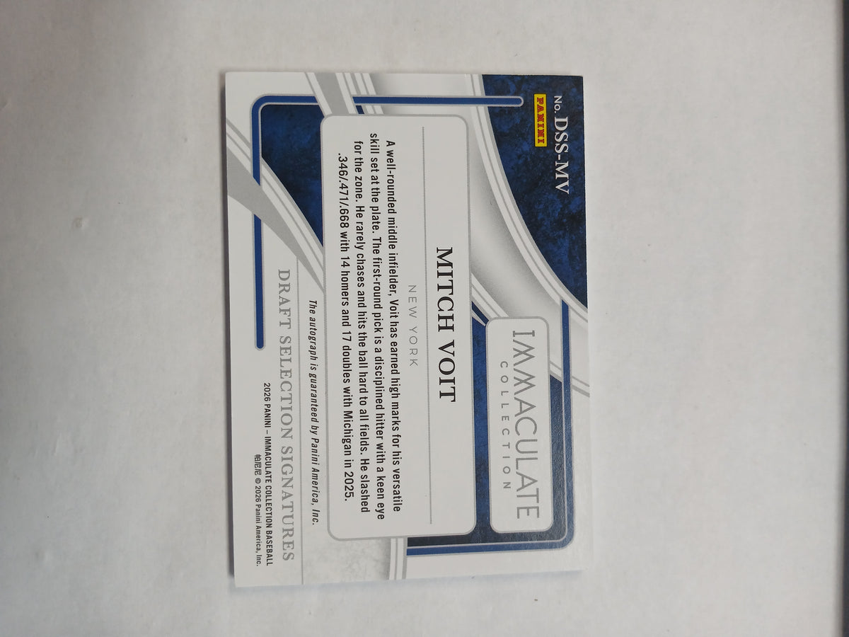 2026 Immaculate Collection Mitch Voit Draft Selection Signatures On Card Auto Red Foil #/75