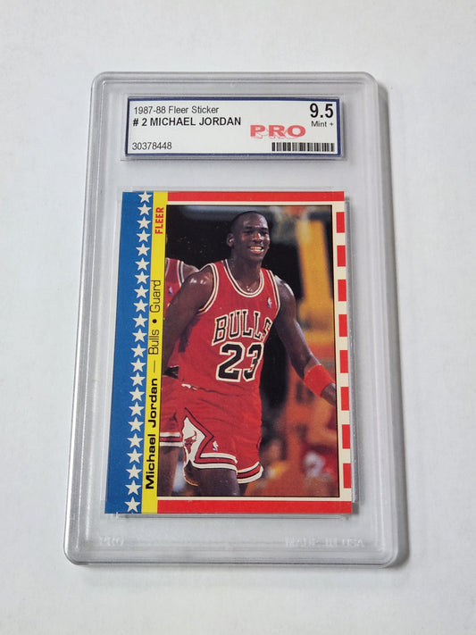 1987-88 Fleer Sticker Michael Jordan #2 Graded PRO 9.5