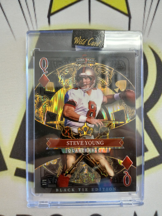 2026 Wild Card 5 Card Draw Stacked Deck Steve Young Black Queen #1/1 One of One